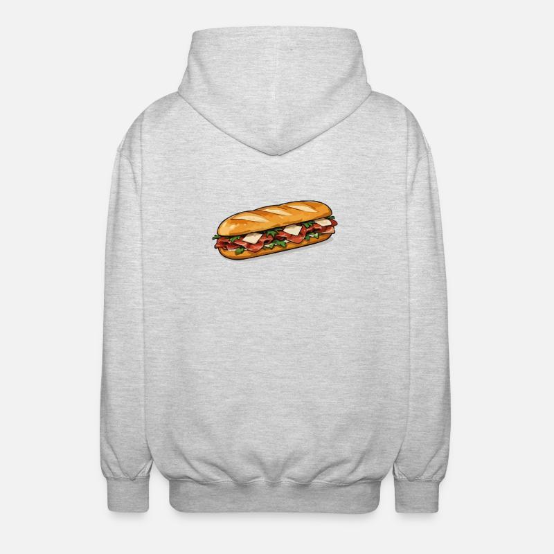Knuspriger HotDog Comicstil - Unisex Kapuzenjacke - Hellgrau meliert