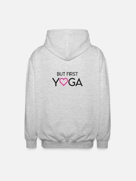 Ok, But First Yoga - Unisex Hooded Jacket - light heather grey