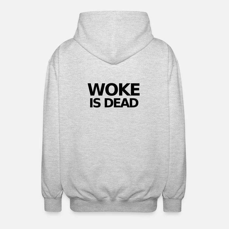 WOKE IS DEAD Statement - Unisex Hooded Jacket - light heather grey