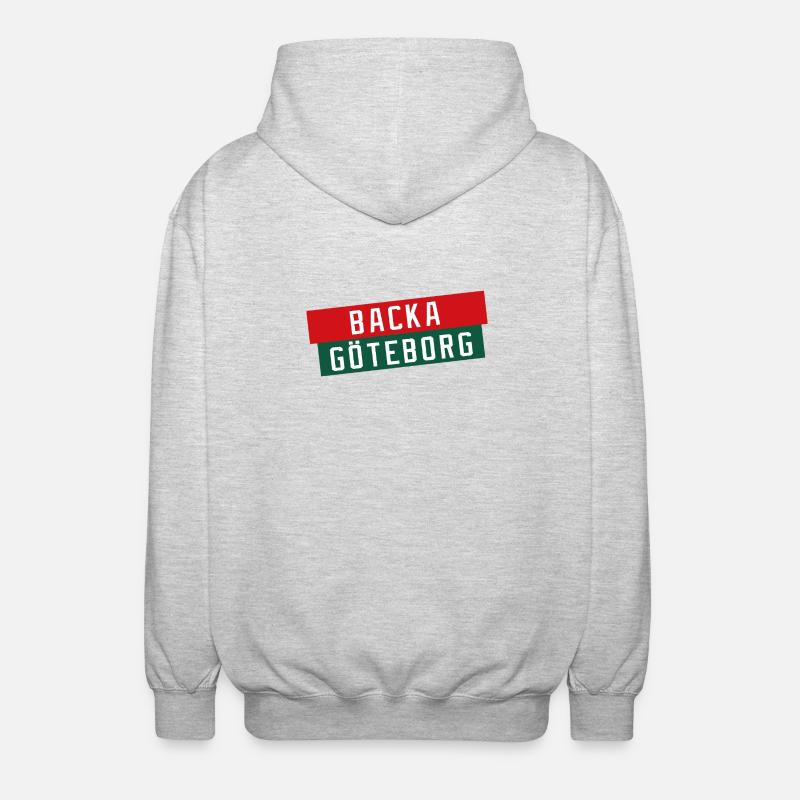 Backa Göteborg Diagonaltext - Unisex Hooded Jacket - light heather grey