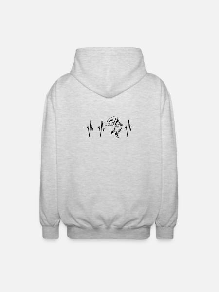 Backflip Pulse Parkour Heartbeat Symbol Training - Unisex Hooded Jacket - light heather grey