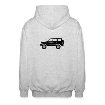Offroad Adventure SUV - Unisex Hooded Jacket - light heather grey - Back - AI Model Male 185 light (185cm)