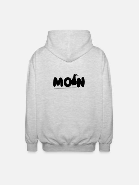 Hello with Seagull - Unisex Hooded Jacket - light heather grey