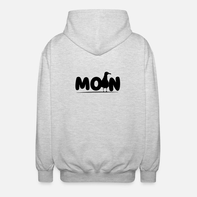 Hello with Seagull - Unisex Hooded Jacket - light heather grey