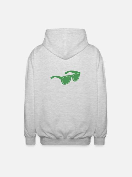 Green Sunglasses Graphic - Unisex Hooded Jacket - light heather grey