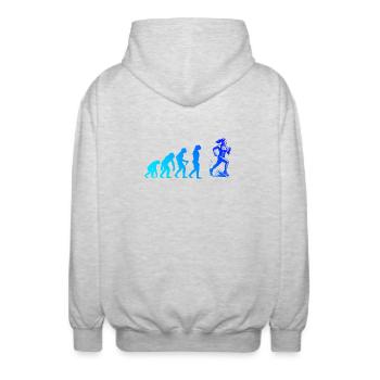 Direkte Running Aussage - Unisex Kapuzenjacke - Hellgrau meliert - Hinten - AI Model Male 185 light (185cm)