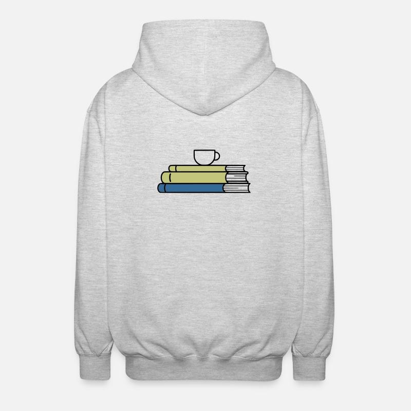Stack of books Coffee mug Coloured - Unisex Hooded Jacket - light heather grey