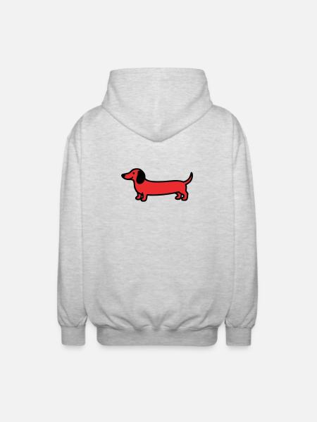 Hunting Dog Dachshund Profile Vector - Unisex Hooded Jacket - light heather grey