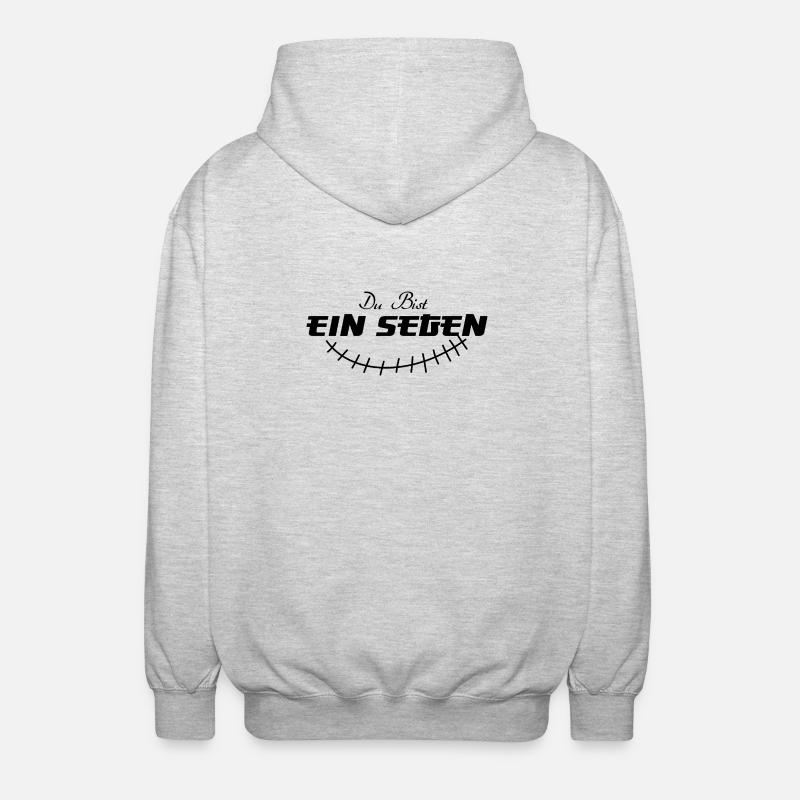 SEGEN – Spirituelles Statement Mode - Unisex Kapuzenjacke - Hellgrau meliert