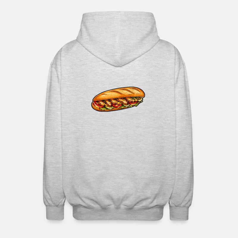 Frisch belegtes Baguette-Sandwich - Unisex Kapuzenjacke - Hellgrau meliert