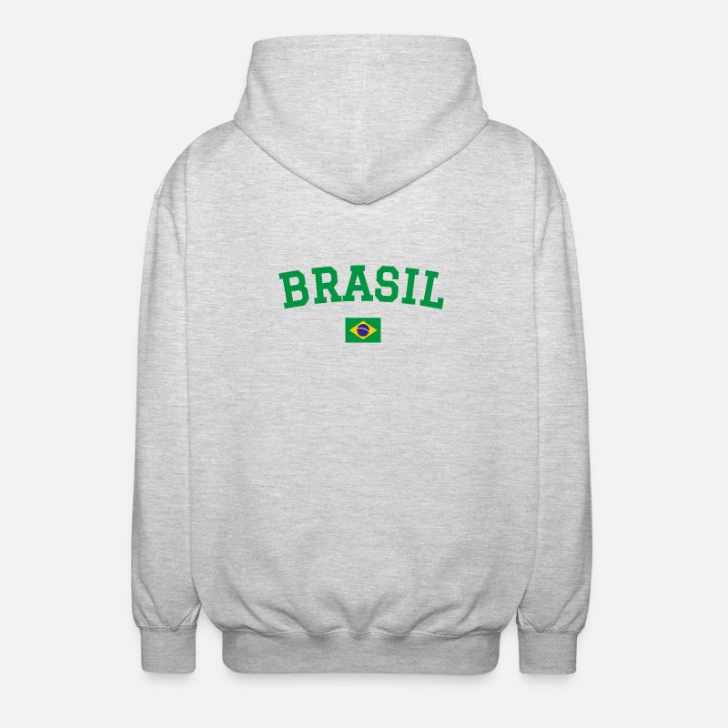 Drapeau du Brésil Conception Vert - Veste à capuche unisexe - gris clair chiné