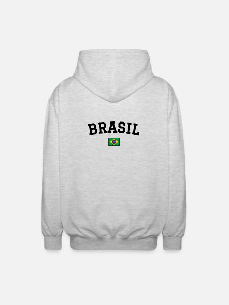 Drapeau du Brésil Noir - Veste à capuche unisexe - gris clair chiné