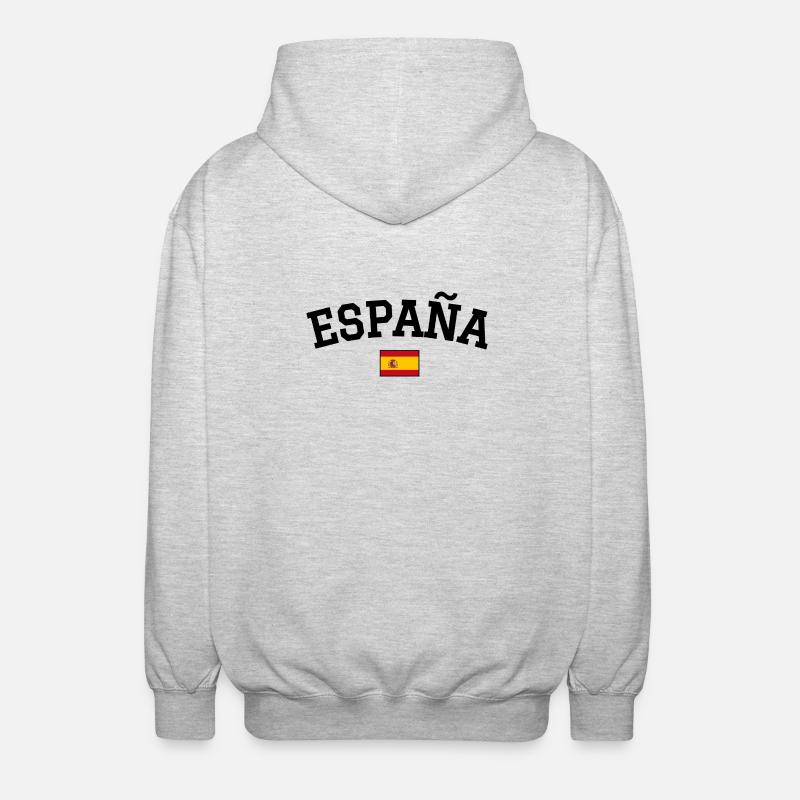 Spain Flag Design Black - Unisex Hooded Jacket - light heather grey