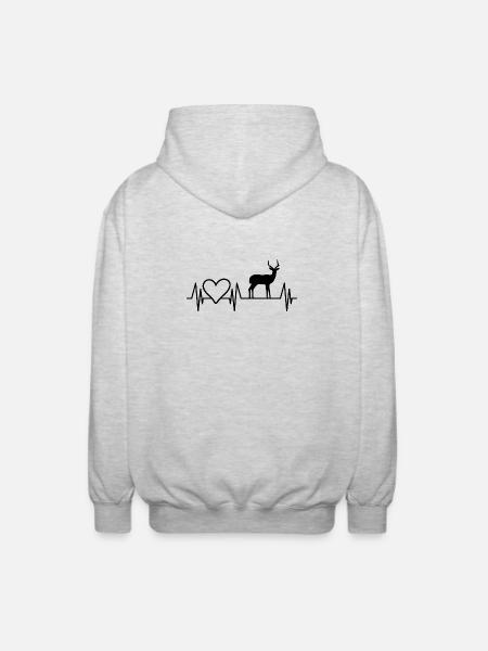 Antilope Herz Silhouette - Unisex Kapuzenjacke - Hellgrau meliert