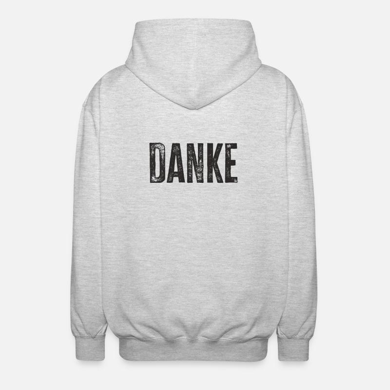 Danke Dankeschön Worte Geschenk - Unisex Kapuzenjacke - Hellgrau meliert