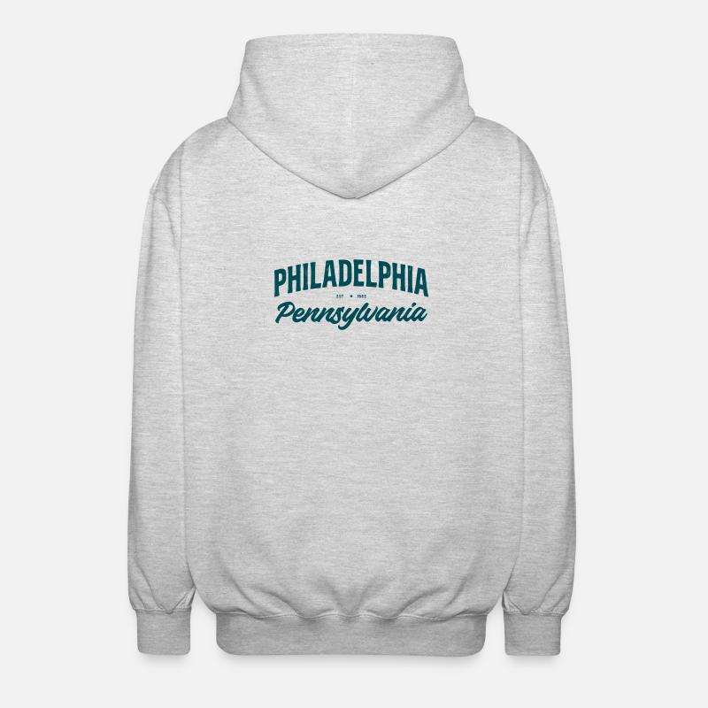 Philadelphia Script Pennsylvanie - Veste à capuche unisexe - gris clair chiné
