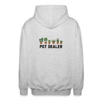Urban Jungle: Dein lokaler Pot Dealer - Unisex Kapuzenjacke - Hellgrau meliert - Hinten - AI Model Male 185 light (185cm)