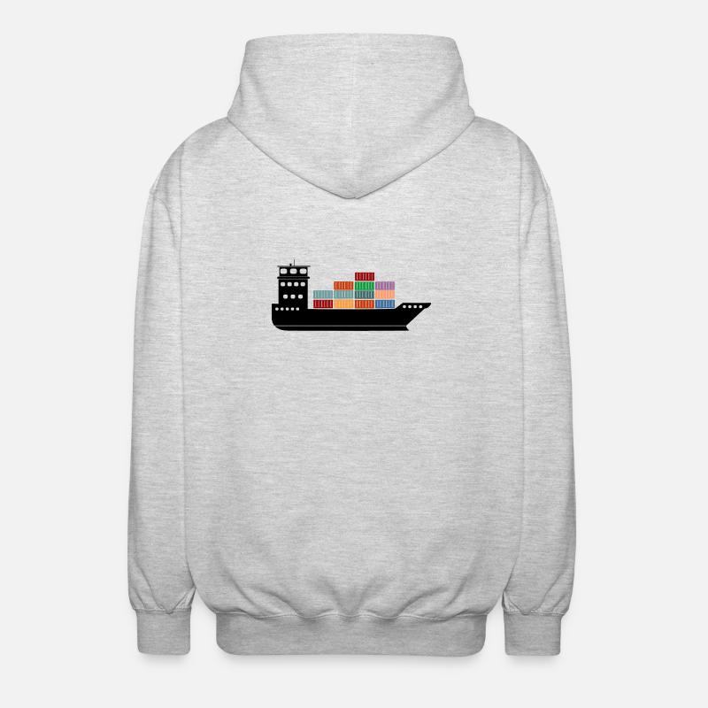 Seecontainerschiff oder Boot mit Containern - Unisex Kapuzenjacke - Hellgrau meliert