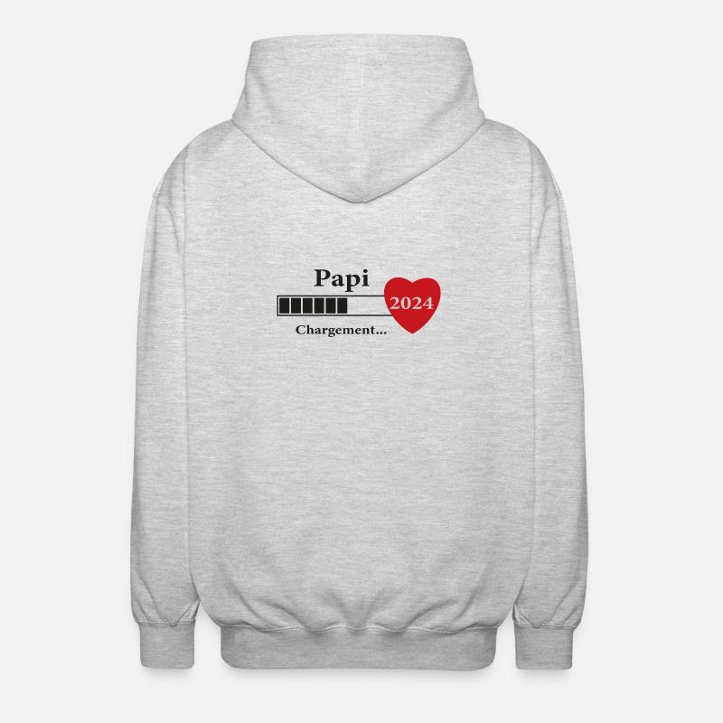 papi - futur papi chargement - Veste à capuche unisexe - gris clair chiné