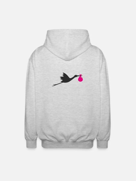 Klapperstorch Storch Mädchen rosa - Unisex Kapuzenjacke - Hellgrau meliert
