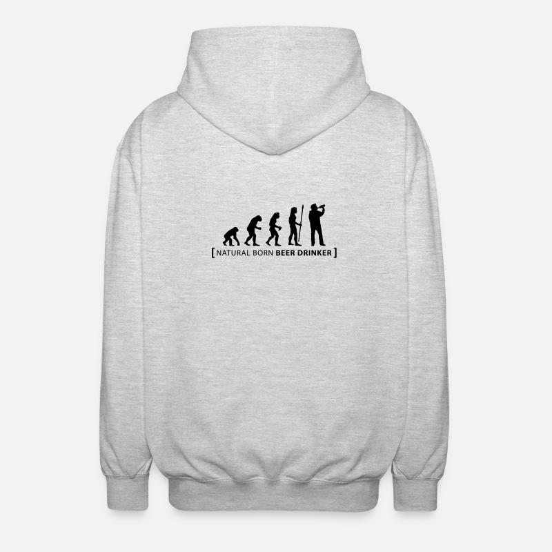 evolution_beer_drinker - Veste à capuche unisexe - gris clair chiné