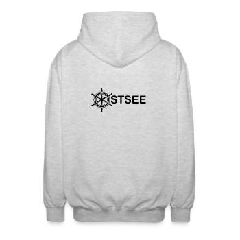 ostsee seemann steuermann kaptän symbol Anker - Unisex Kapuzenjacke - Hellgrau meliert - Hinten - AI Model Male 185 light (185cm)