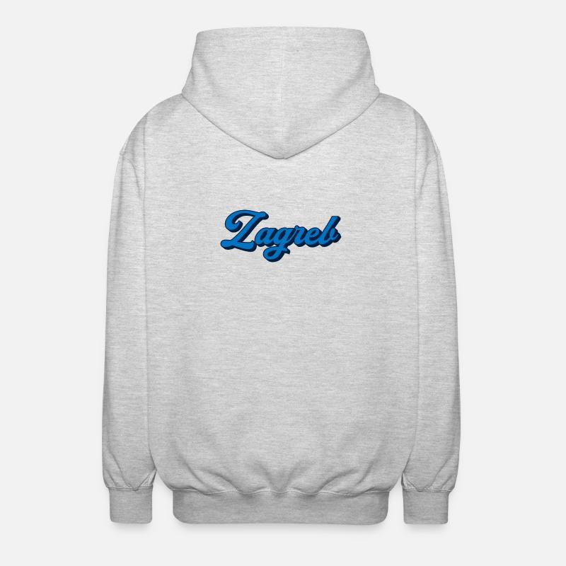 Zagreb Script Logo Style - Unisex Hooded Jacket - light heather grey
