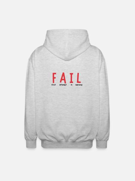 FAIL – Lernchance statt Niederlage - Unisex Kapuzenjacke - Hellgrau meliert