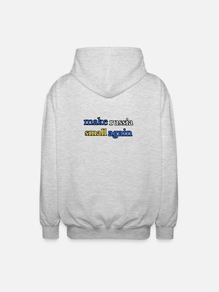 Make russia small again, blue yellow - Unisex Hooded Jacket - light heather grey