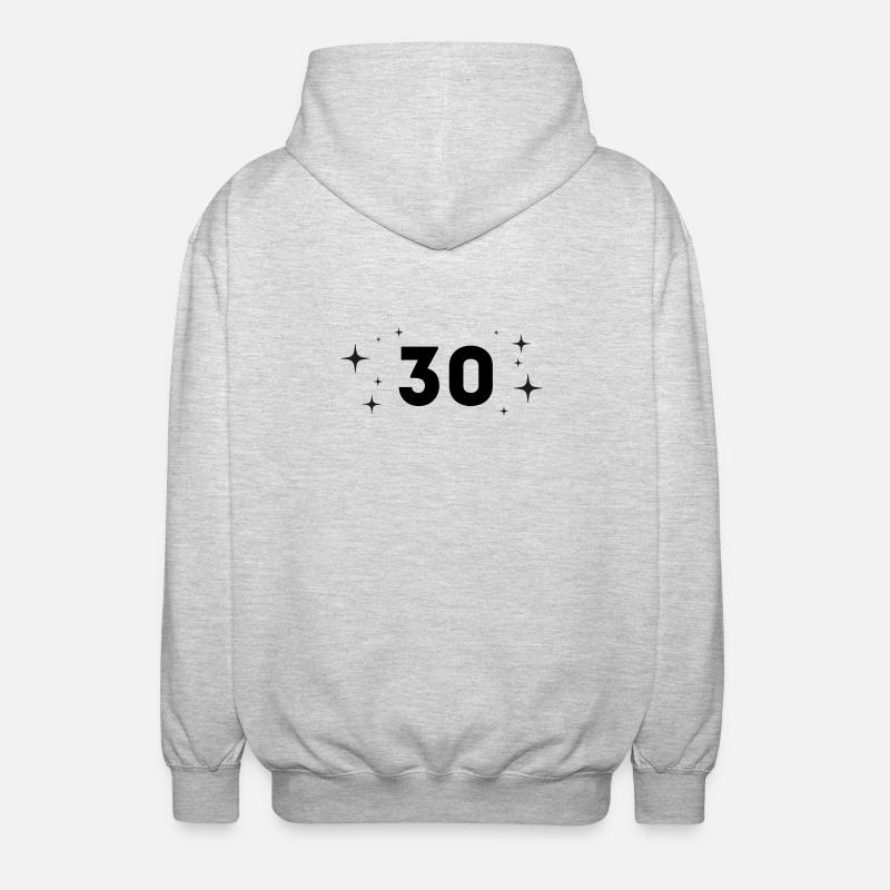 30 Number Birthday Anniversary - Unisex Hooded Jacket - light heather grey
