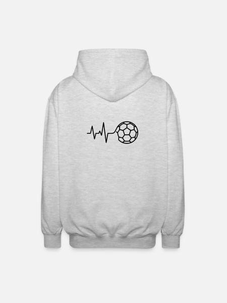 Soccer Heartbeat ECG Pulse Love - Unisex Hooded Jacket - light heather grey
