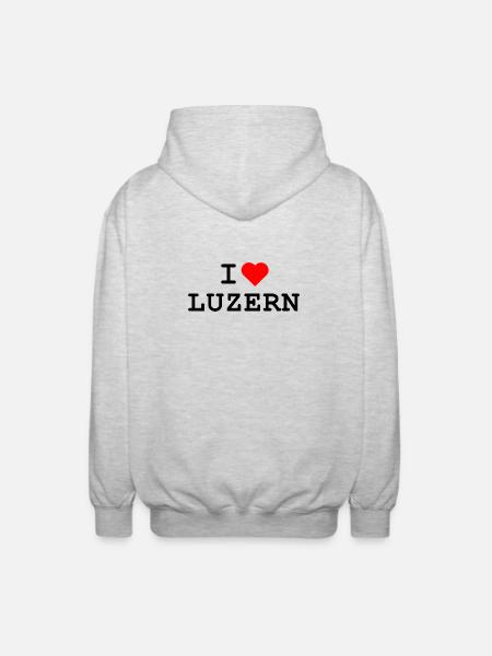 Ich liebe Luzern - J’adore Lucerne - Veste à capuche unisexe - gris clair chiné