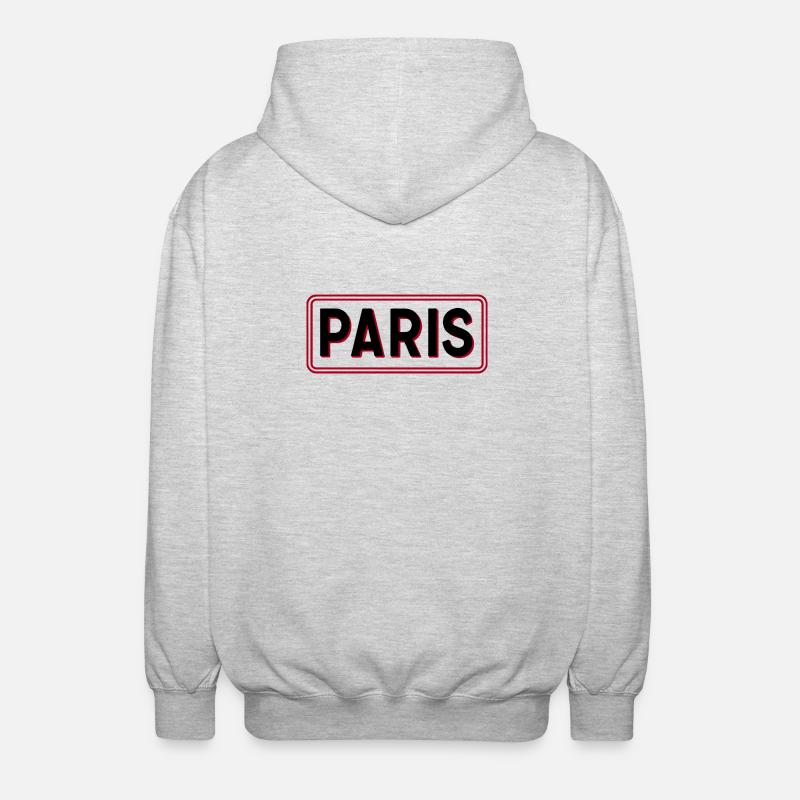Paris Red Frame Typography - Unisex Hooded Jacket - light heather grey