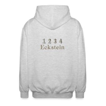1,2,3,4 Eckstein - Wortschätze - vergessene Wörter - Unisex Kapuzenjacke - Hellgrau meliert - Hinten - AI Model Male 185 light (185cm)