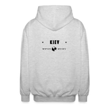 Kiew, Ukraine Koordinaten Planet Erde - Unisex Kapuzenjacke - Hellgrau meliert - Hinten - AI Model Male 185 light (185cm)