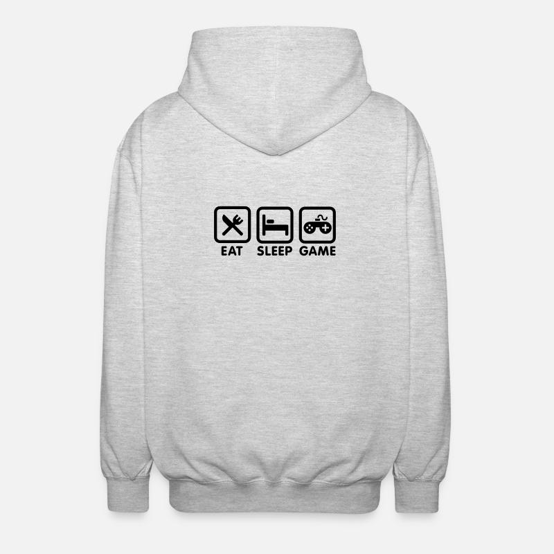 Eat sleep game - Unisex Kapuzenjacke - Hellgrau meliert