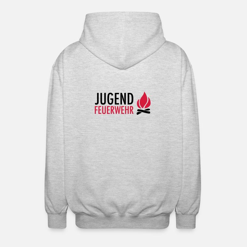 Young firefighters with flame - Unisex Hooded Jacket - light heather grey