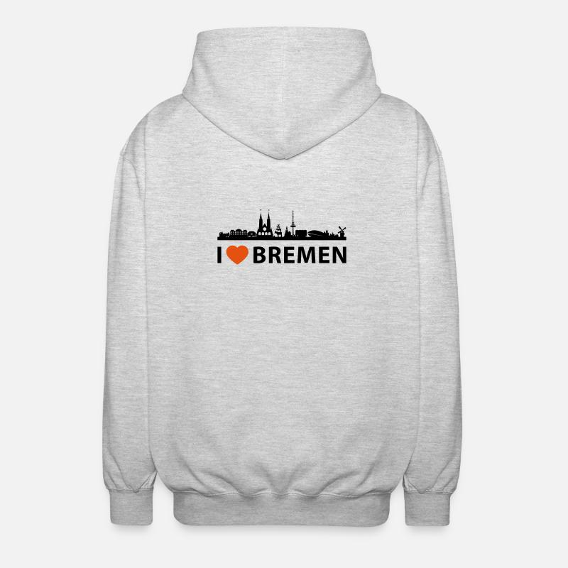 I LOVE Bremen - Unisex Kapuzenjacke - Hellgrau meliert