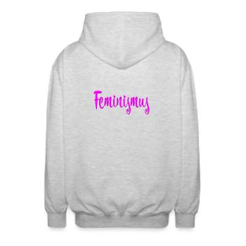 Feminismus - Unisex Kapuzenjacke - Hellgrau meliert - Hinten - AI Model Male 185 light (185cm)