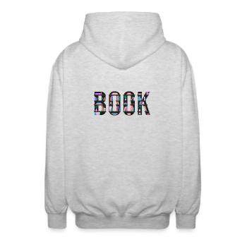 Livre épelé avec étagères, lecture et littérature - Veste à capuche unisexe - gris clair chiné - Dos - AI Model Male 185 light (185cm)