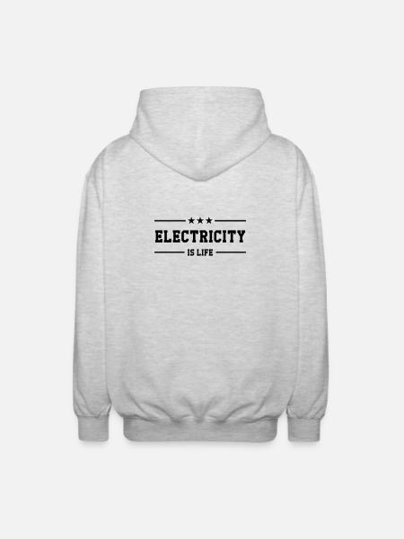 Electricity is Life: Energy and Passion! - Unisex Hooded Jacket - light heather grey