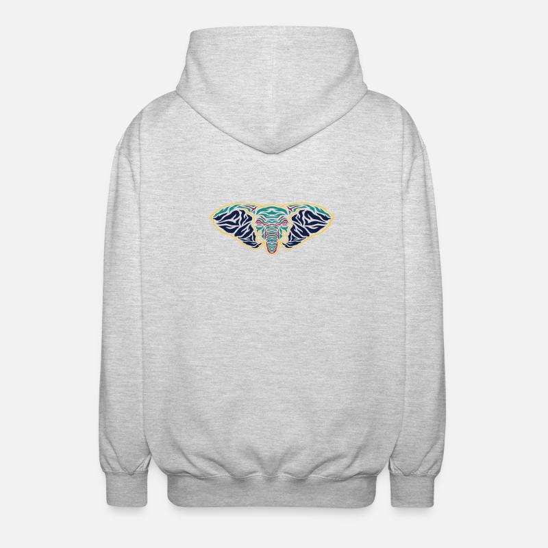 Psychedelic Elephant Head - Unisex Hooded Jacket - light heather grey