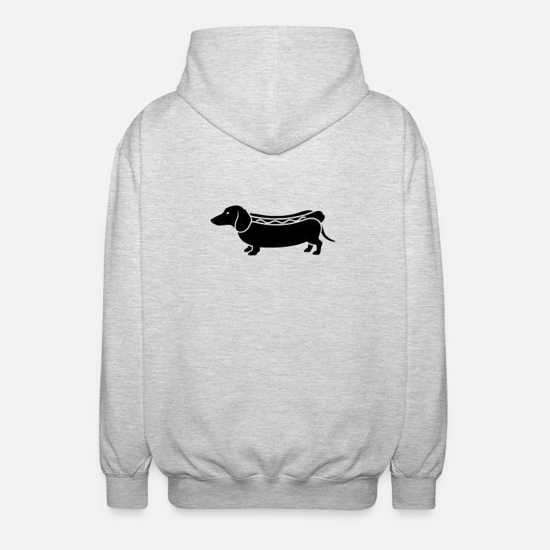 Dackel Hot Dog Wurst Silhouette - Unisex Kapuzenjacke - Hellgrau meliert