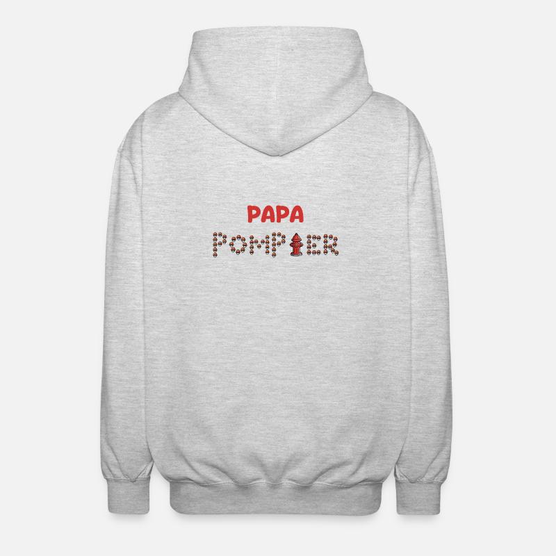 Papa_pompier - Veste à capuche unisexe - gris clair chiné