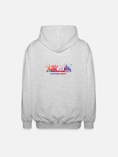 Portenos Skyline Buenos Aires - Unisex Kapuzenjacke - Hellgrau meliert