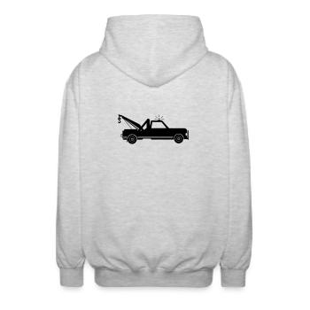 Tow truck - Unisex Hooded Jacket - light heather grey - Back - AI Model Male 185 light (185cm)