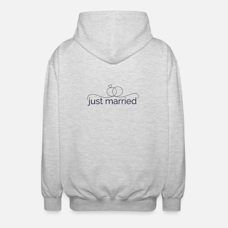 Frisch verheiratet - Liniendesign mit Trauring! - Unisex Kapuzenjacke - Hellgrau meliert