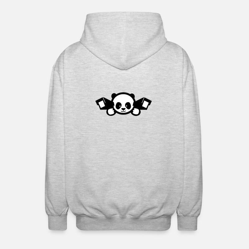 Cute Surveillance Panda – China Satire - Unisex Kapuzenjacke - Hellgrau meliert