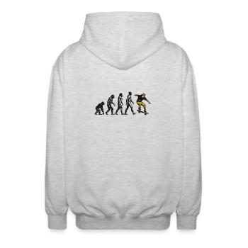 Evolution Skateboarder – Grunge Skate Design - Unisex Kapuzenjacke - Hellgrau meliert - Hinten - AI Model Male 185 light (185cm)