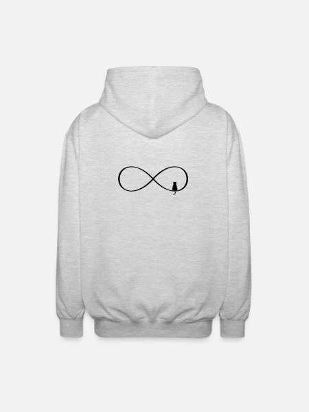 Infinity Sign Cat Love Gift - Unisex Hooded Jacket - light heather grey